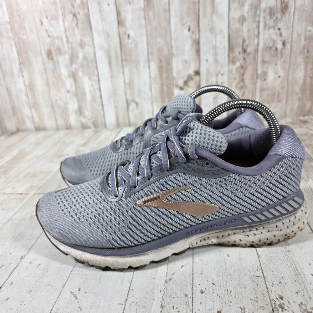 Brooks Adrenaline GTS 20 Womens 8.5 Wide Grey Rose Gold Running Shoes